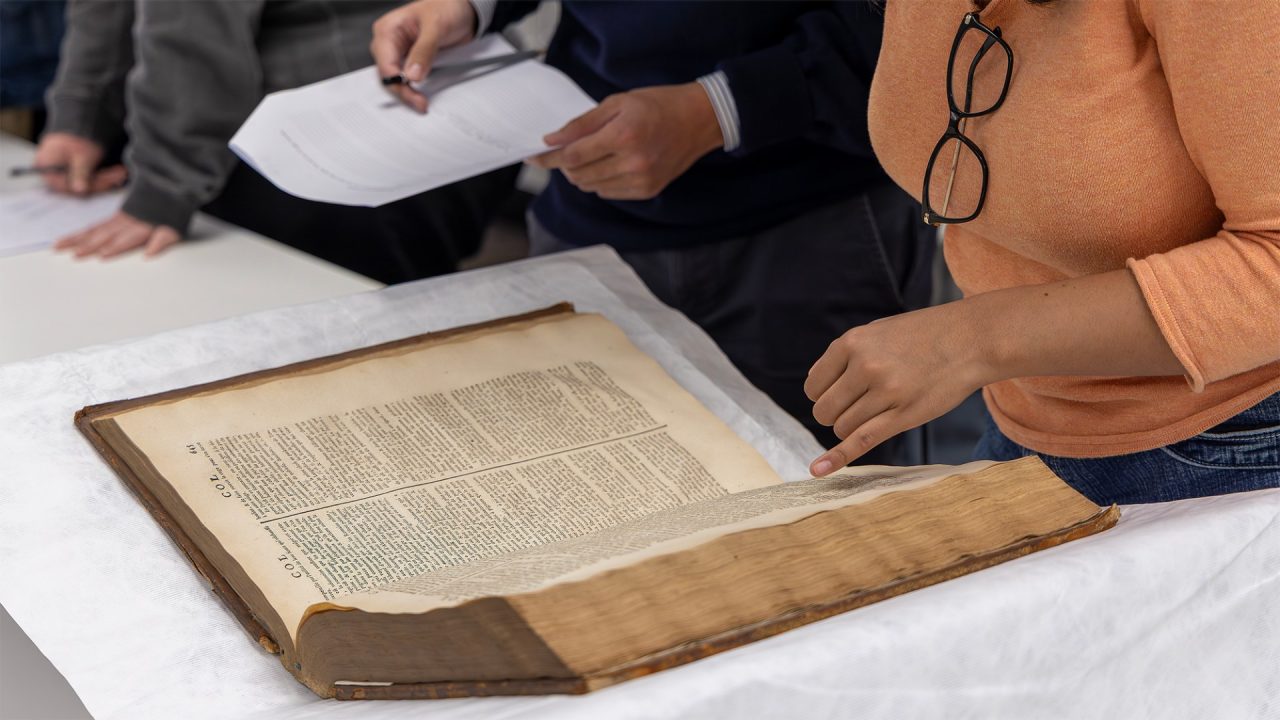 A close up of a book in UNSW Library's special collections.